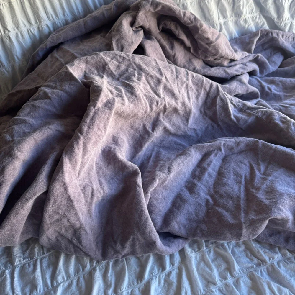 Restoration Hardware Duvet Cover Full/Queen Purple Stonewashed Belgian Linen